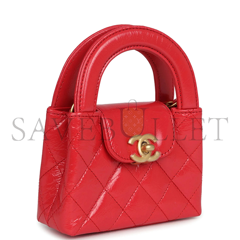 CHANEL KELLY NANO SHOPPING BAG AGED CALFSKIN AS3435 (12.5*8.3*4cm)
